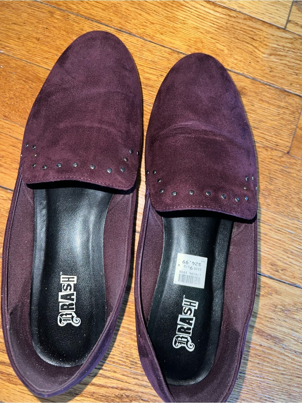 Plum Suede Studded Loafers